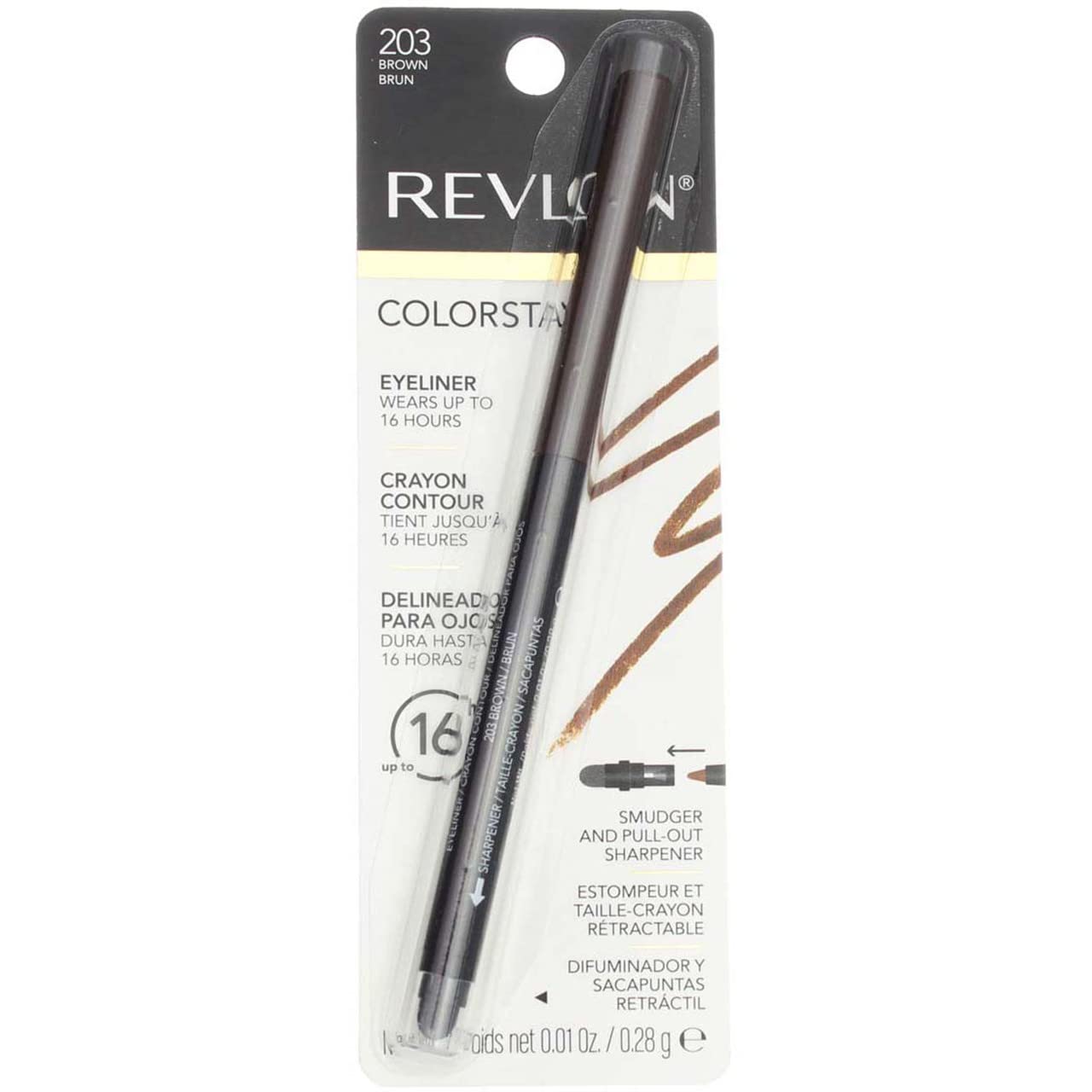 Revlon ColorStay Waterproof Eyeliner Pencil - Smudge-Proof Matte Finish, 203 Brown | 0.01 oz