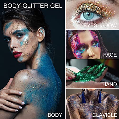 Green Gold Glitter Gel for Face & Body - Waterproof & Long-Lasting