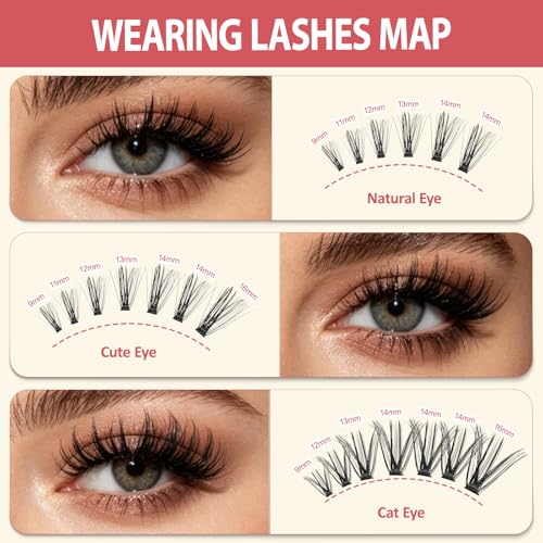 LAVONE Lash Clusters Kit - 280PCS Waterproof D Curl Lashes