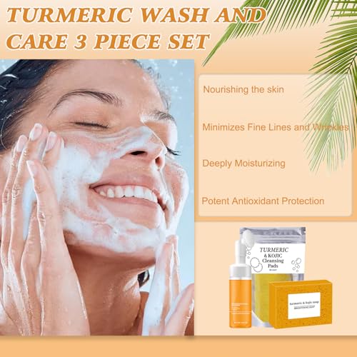 Turmeric Cleansing Set: Facial Wash, Soap & Exfoliating Pads