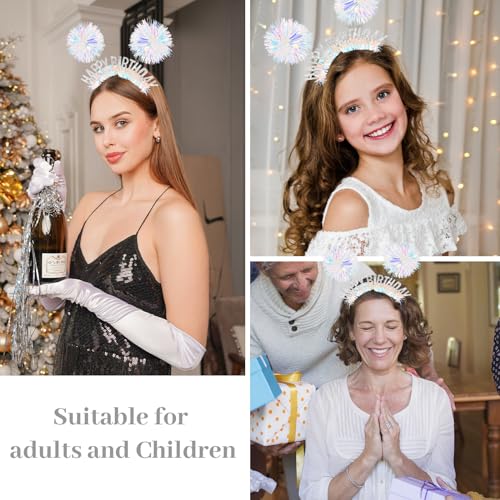 CAVETEE Happy Birthday Crown & Tiara Set for Women & Girls
