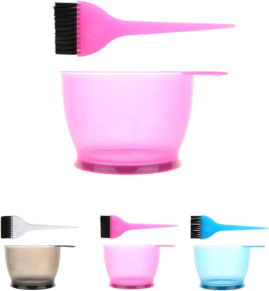 Hair Dye Bowl and Brush Set - Translucent Reusable Coloring Kit for Salon & Home Use | Pink