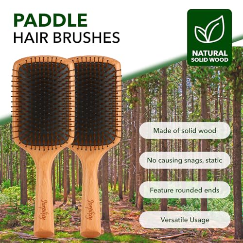 Jorplixy Wooden Paddle Hair Brush - Detangling Brush for All Hair Types