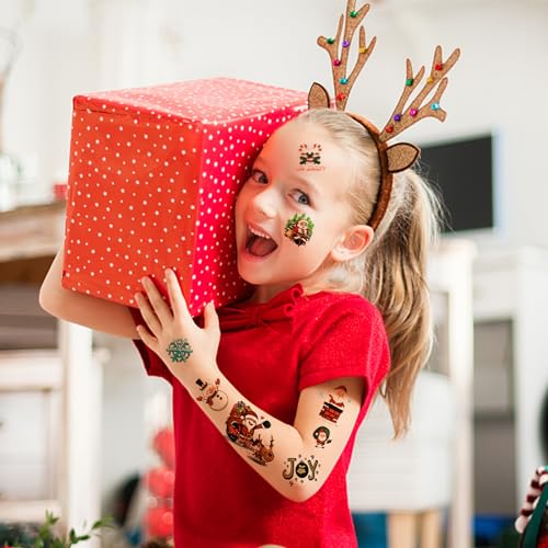 Christmas Temporary Tattoos for Kids, 200Pieces Bulk Cute Santa Clau
