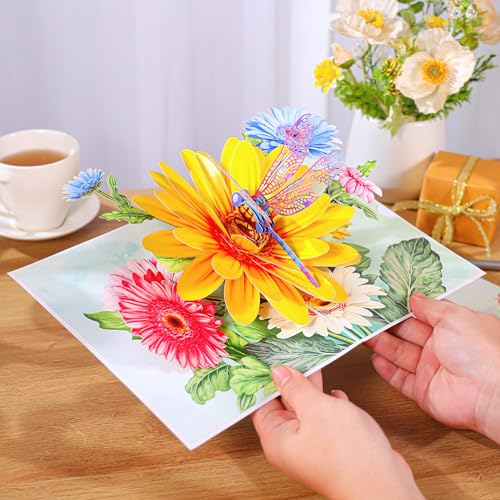 3D Rainbow Dragonfly Pop-Up Card - Perfect Gift for All Occasions