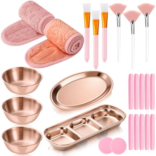 LemonRoad 25 Pcs Rose Gold Esthetician Facial Kit - Tools & Brushes