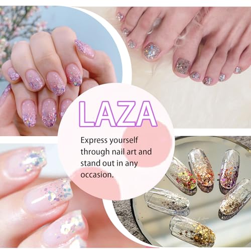 Laza 8-Color Iridescent Nail Art Glitter Powder Set