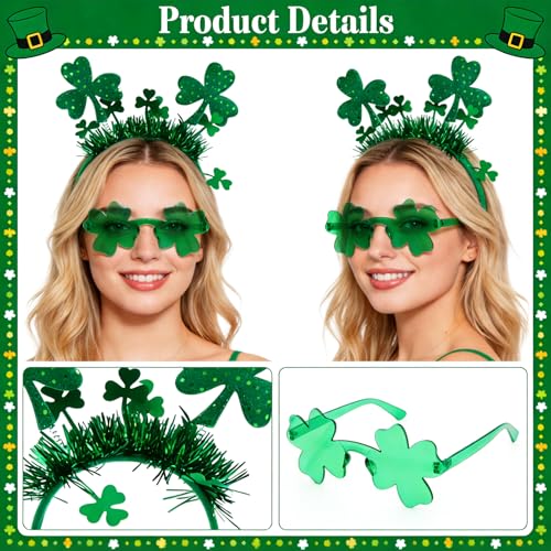 St. Patrick's Day Headbands & Sunglasses Set - 8 Pack Green