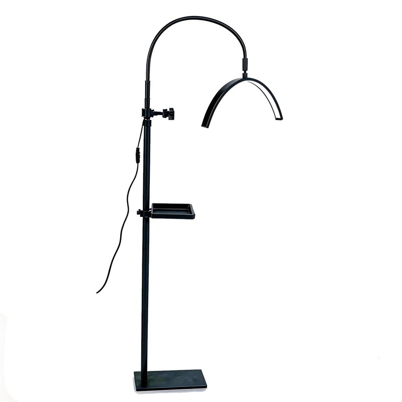 Lash Light for Eyelash Tech,LED Half Moon Floor Lamp for Esthetician, Tattoo Artists,Nail Tech, Skincare Adjustable Brightness and Height Esthetician Light with Phone Holder and Tool Tray