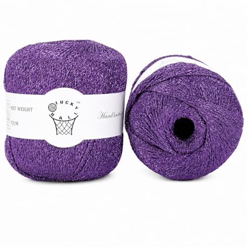 80g Sparkle Silver Metallic Crochet Yarn for Knitting & Crafts
