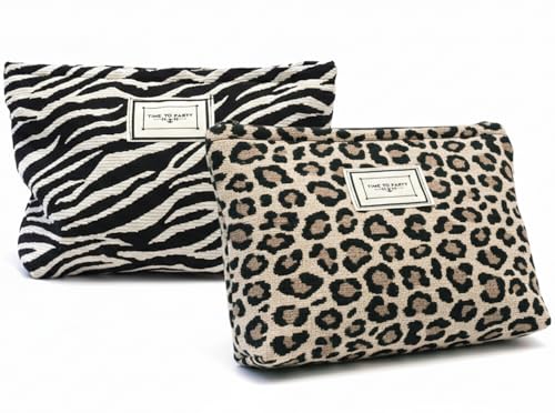 Sunolkie 2-Pack Corduroy Makeup Bag - Travel Cosmetic Pouch Organizer