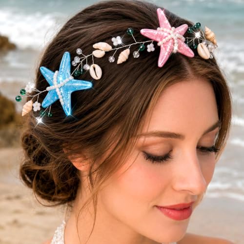 Brishow Mermaid Headband with Starfish & Seashells - Ocean Hair Vine