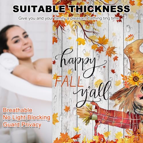 Mocsicka Happy Fall Shower Curtain - Cute Scarecrow Design, 72x72