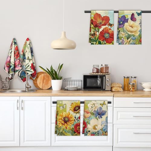 Tudomro 6-Piece Floral Kitchen Towels Set - Soft & Durable