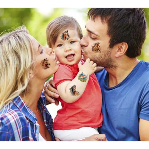 Horse Temporary Tattoos for Kids - 10 Sheets Waterproof Stickers