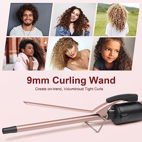 3/8 Inch Small Curling Iron Wand for Tight Spiral Curls with 2