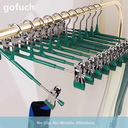 Heavy Duty Pants Hangers with Clips - 8 Pack Adjustable Space Saving