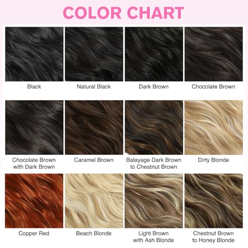 Yulalagaga 24 Inch Wavy Clip In Hair Extensions - 4PCS Natural Black