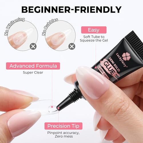 Luckyfairy Super Strong Nail Glue - 5 Pcs Quick-Drying Gel for Press-On Nails