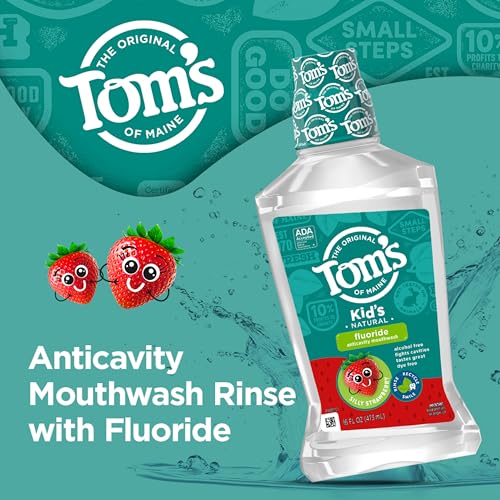 Tom's of Maine Children's Anticavity Fluoride Mouthwash, Silly Strawberry, 16 oz (Pack of 3)