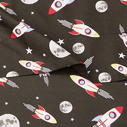 Amazon Basics Toddler Microfiber 3-Piece Sheet Set - Space Rockets
