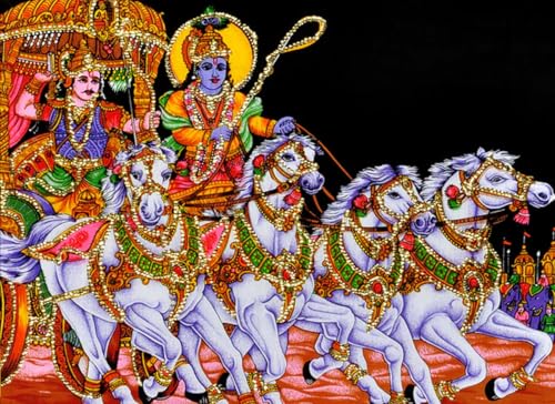 Gita Updesh Tapestry - Lord Krishna & Arjuna Chariot Scene