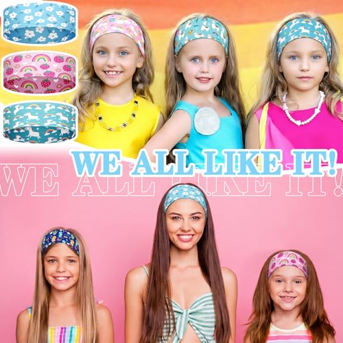 Chunyin 12 Pcs Unicorn Headbands - Rainbow Elastic Hair Accessories