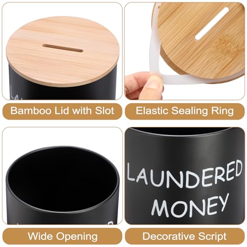 Laundry Coin Bank Jar with Wooden Lid - Rustic Iron Savings Jar