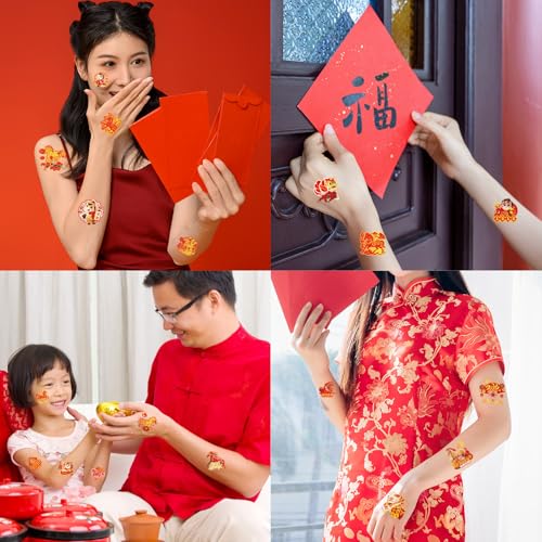72pcs 2026 Year of the Horse Temporary Tattoos - Lunar New Year Party Favors
