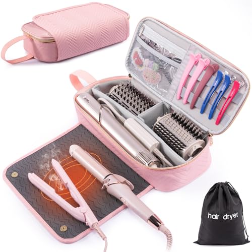 ELCUPA 2-in-1 Hair Tools Travel Bag with Heat Resistant Mat