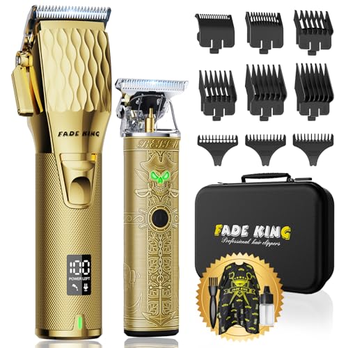 FADEKING¢ç Professional Hair Clippers for Men ? Cordless Barber Clippers & Beard Trimmer for Men, Fade Clipper and Trimmer Set for Home & Barber Use, Complete Men's Grooming Kit - Gifts for Men