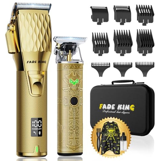 FADEKING¢ç Professional Hair Clippers for Men ? Cordless Barber Clippers & Beard Trimmer for Men, Fade Clipper and Trimmer Set for Home & Barber Use, Complete Men's Grooming Kit - Gifts for Men