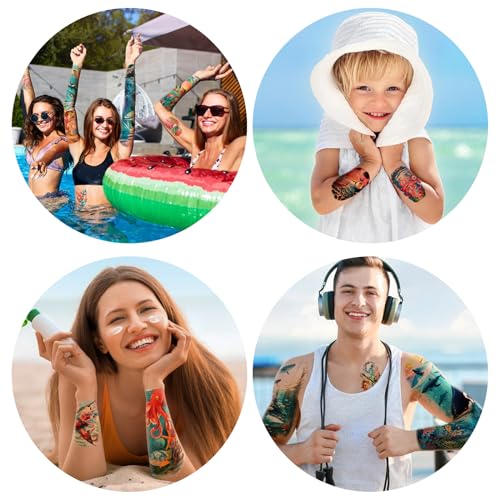 Ocean Style Temporary Tattoos Set for Adults - 46 Waterproof Stickers