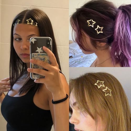 VIBILIA Y2K Star Hair Clips - 15 PCS Gold Non-Slip Barrettes