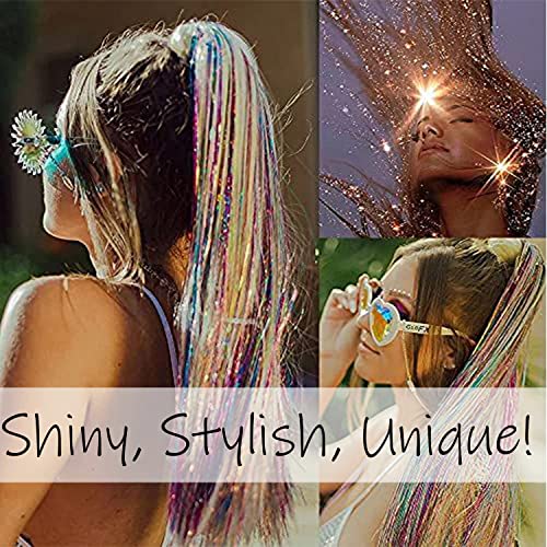 Edoneery Hair Tinsel Kit - 18 Colors, 3600 Strands, 48 Inch
