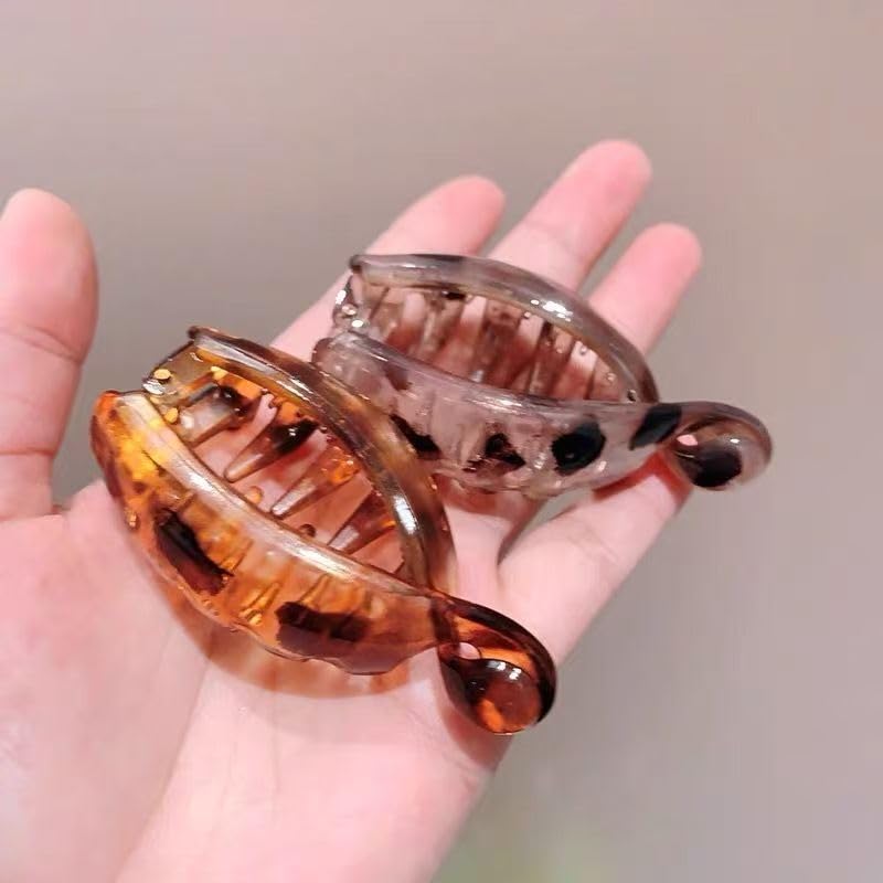 Hair Claw Clips - 4Pcs Leopard Print Matte Acrylic Clips | Strong Hold Non-Slip Hair Accessories for Women