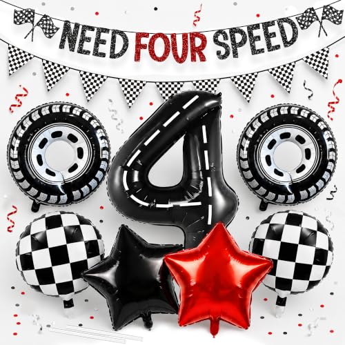 Need Four Speed Balloon & Banner Set for 4th Birthday Party
