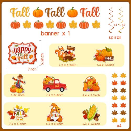 Autumn Party Decorations Set - Glitter Fall Banner & Leaf Garland