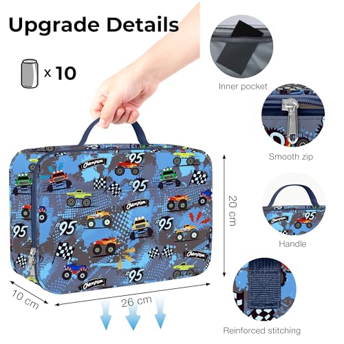 Clastyle Blue Racing Flag Insulated Lunch Bag for Kids