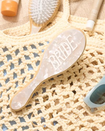 Bride Hair Brush - Eco-Friendly Bamboo, Iridescent Design