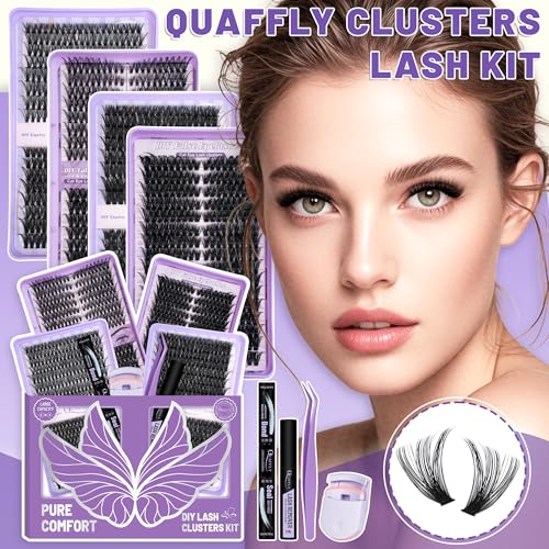 QUAFFLY DIY Lash Cluster Kit - 1184pcs Natural Soft Lashes 8-18mm D Curl, All-in-One Lash Extension Tools, Lashes Set-3