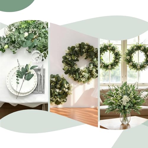 60Pcs Mixed Artificial Eucalyptus Stems for Floral Arrangements
