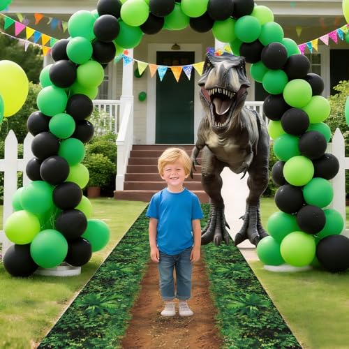 Dinosaur Jungle Runner Rug 42x118 Inches - Washable Carpet for Parties