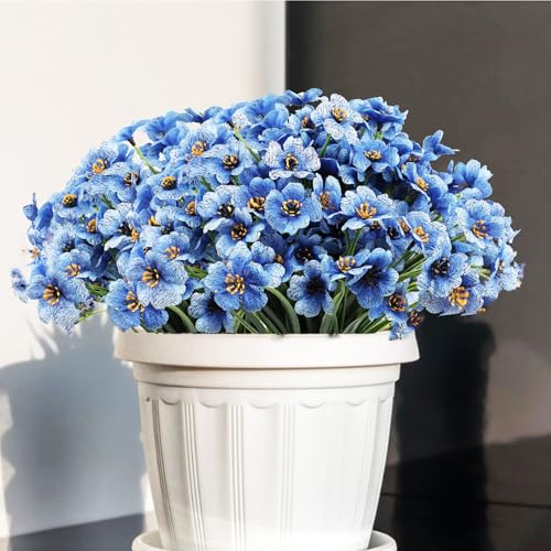 Vibrant Blue Artificial Flowers - 12 Bundles for Home Décor