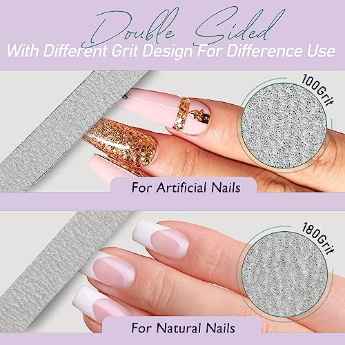 Professional 100/180 Grit Zebra Nail Files - 100 Pack Disposable Emery Boards