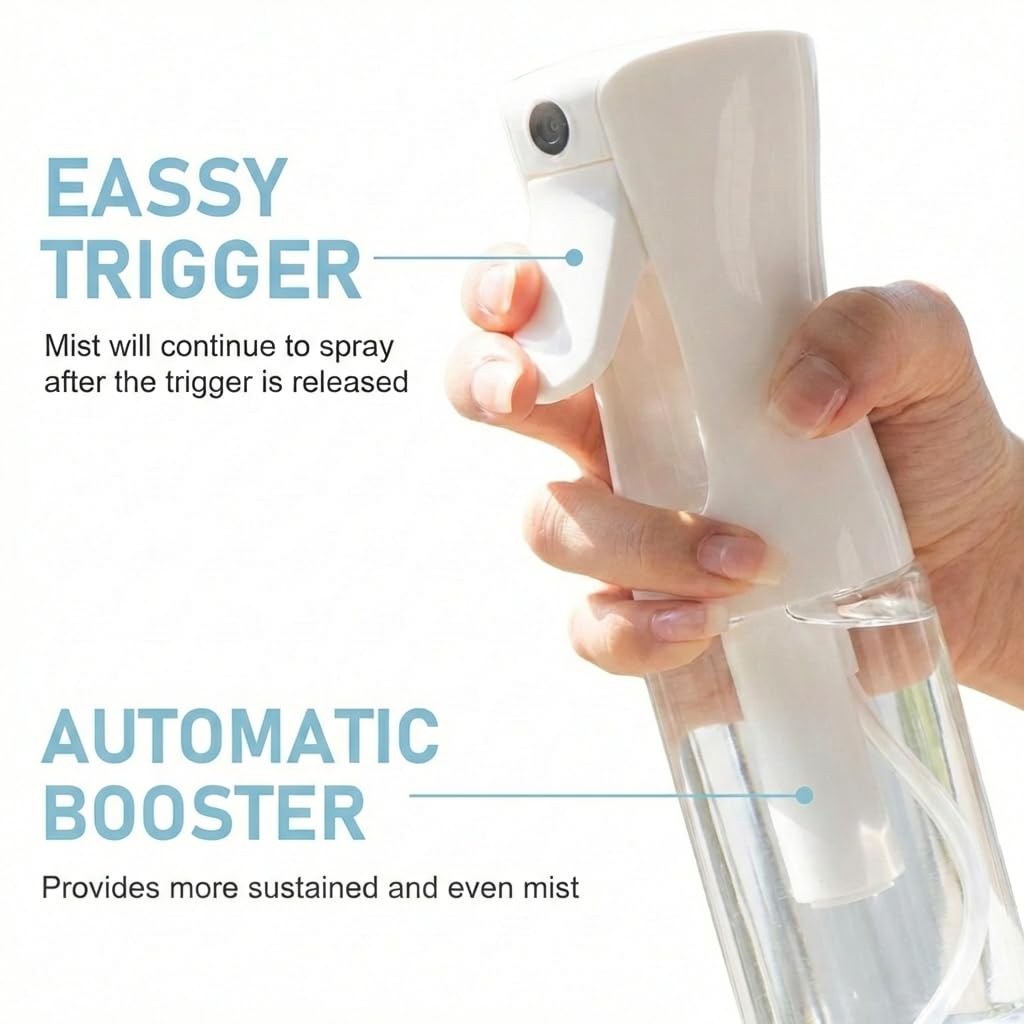 Mutaomay Continuous Spray Bottles,Spray Bottle for Hair&Water Spray Bottle for Travel Essentials, Multi-Use ，Beauty， Care, Makeup, Hydration & Pet Grooming-200ml
