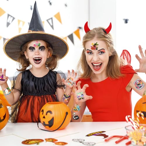 80pcs Summer Halloween Temporary Tattoos for Kids & Adults