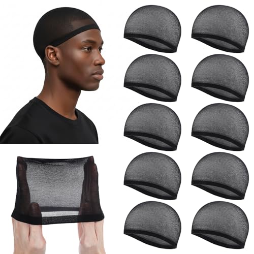 10-Pack Stretchy Wave Caps for Men & Women | Comfortable Black Hairnet