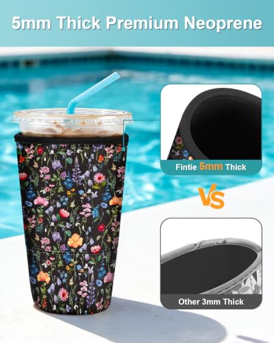 Fintie Insulated Iced Coffee Sleeve - 3 Pack, Reusable Neoprene Drink Covers for Hot & Cold Beverages