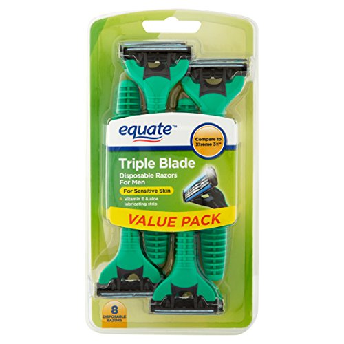 Equate Triple Blade Disposable Razors for Men - 8 Count Pack